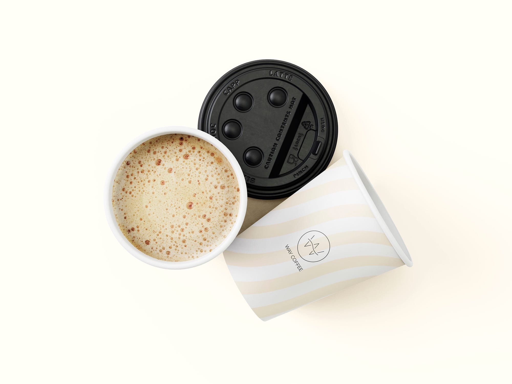 Logo for Way Coffee shown on coffee cup mockup.